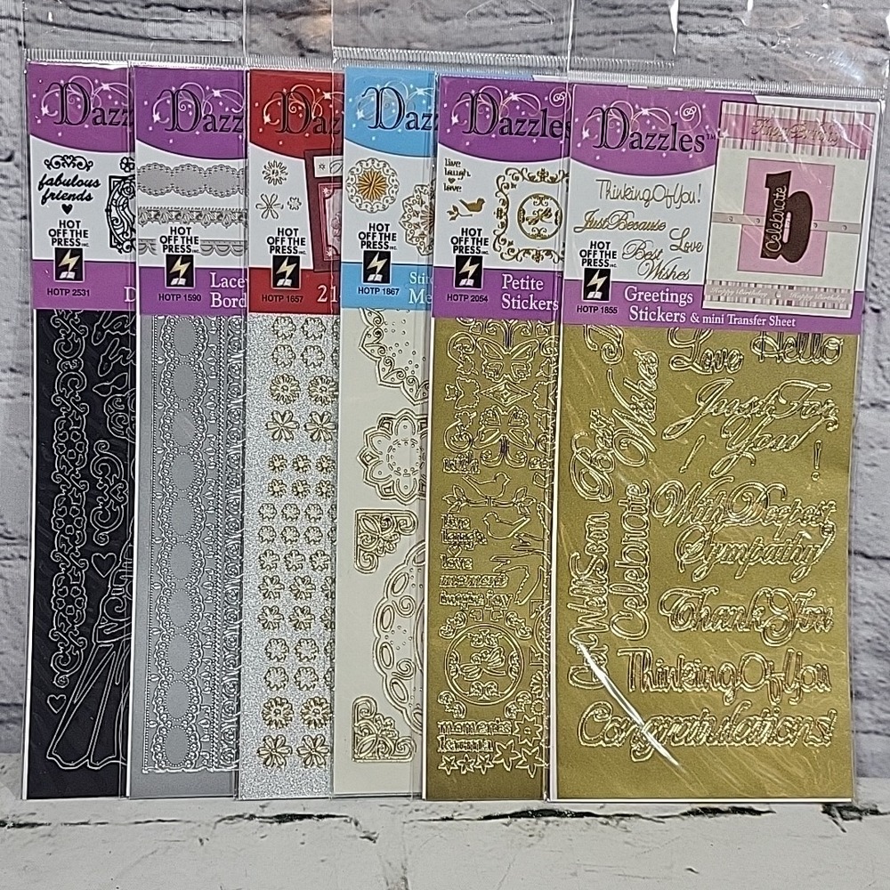 Hot Of The Press Dazzles Scrapbooking Stickers Borders Flowers Mandalas Lot Of 6